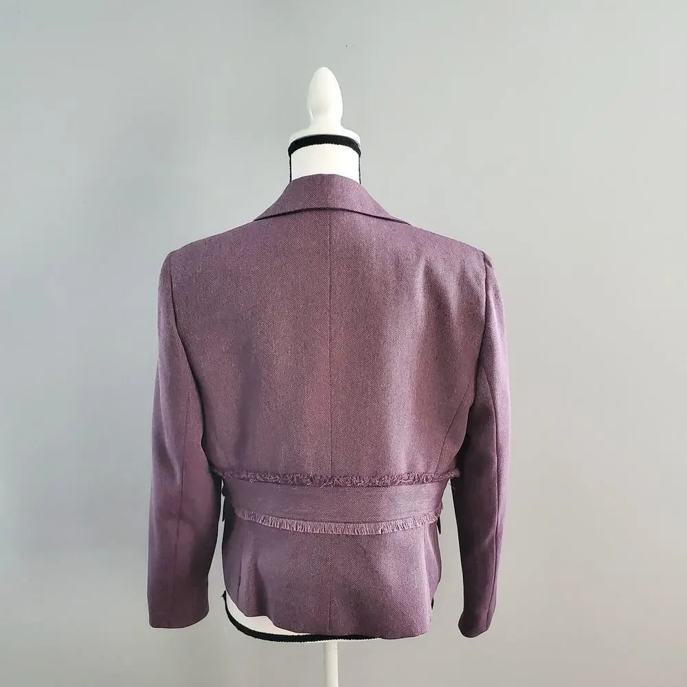 Larry Levine Classics Purple Lined Short Jacket Blazer 14